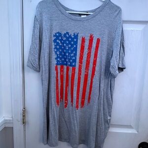 HEIMISH USA Gray T-Shirt with Red and Blue Design
